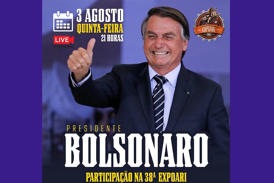 Ex-presidente Jair Bolsonaro fará presença na 38ª Expoari nesta quinta-feira