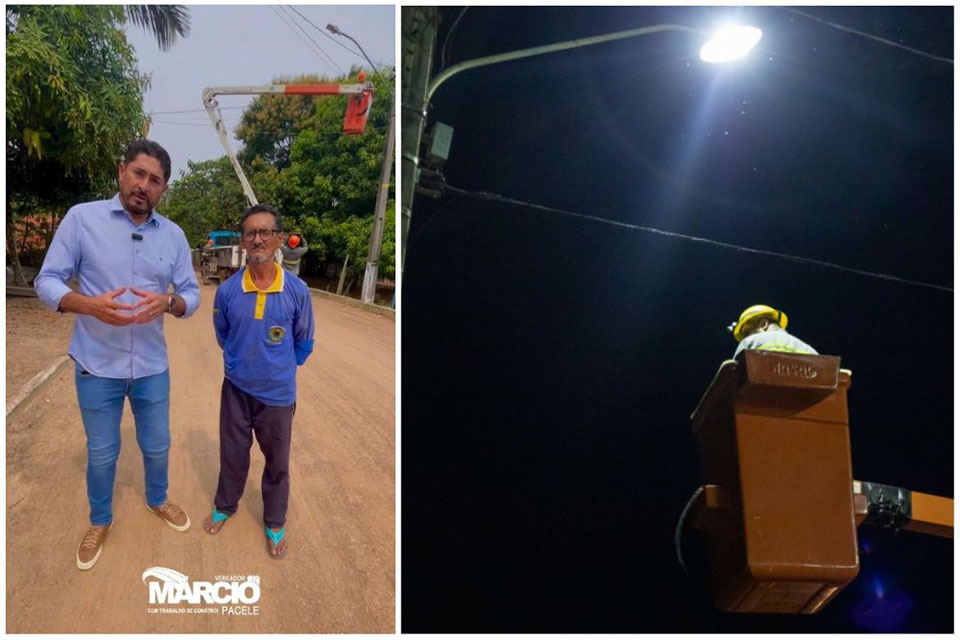 Vereador Márcio Pacele Acompanha Troca de Iluminação Pública em Fortaleza do Abunã