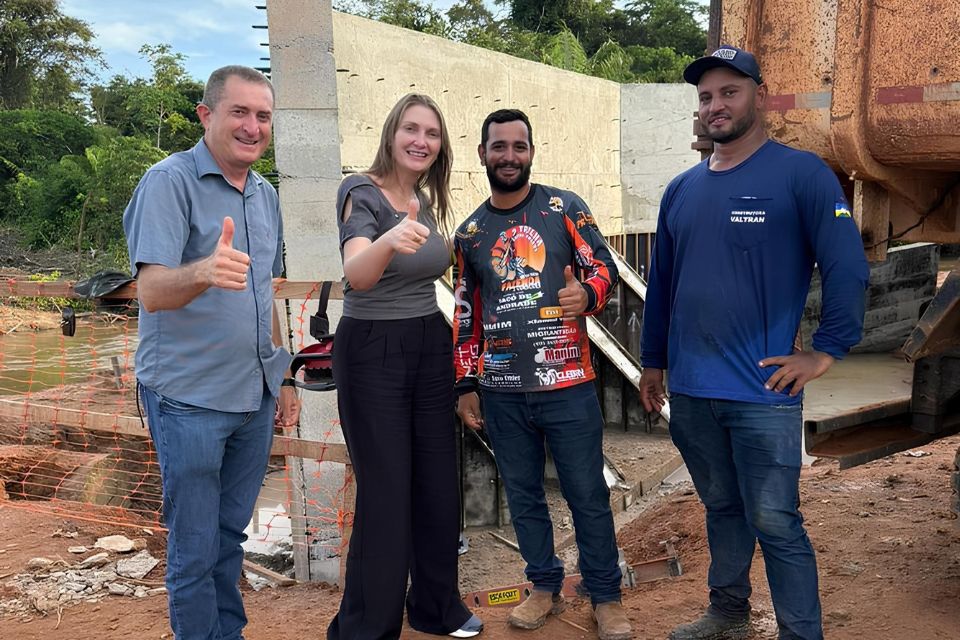 Obra na ponte sobre o Rio Corumbiara avança com apoio da deputada Lebrinha e prefeitura