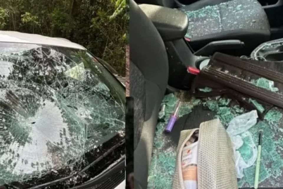 Homem invade loja de revenda de carros e quebra veículos com um facão