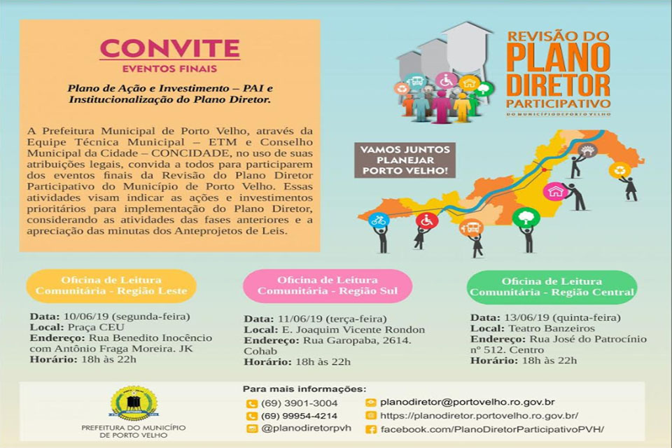 Eventos finais para revisão do Plano Diretor acontecem neste mês de junho, em Porto Velho
