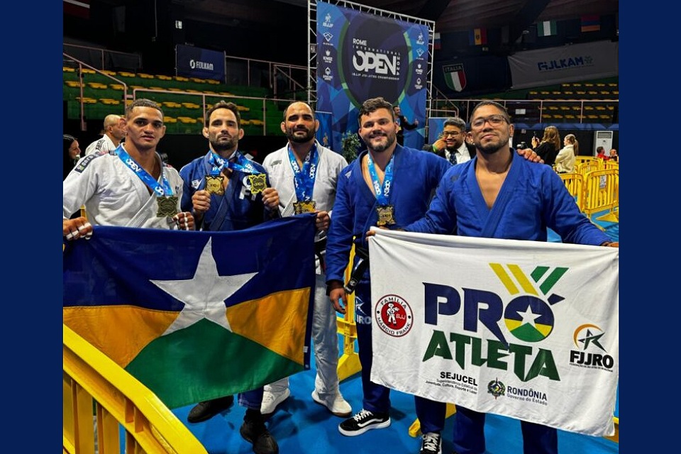 Atletas rondonienses apoiados pelo “Pró-Atleta” conquistam medalhas de ouro em Campeonato Europeu de Jiu Jiu-Jitsu No-GI, em Roma 