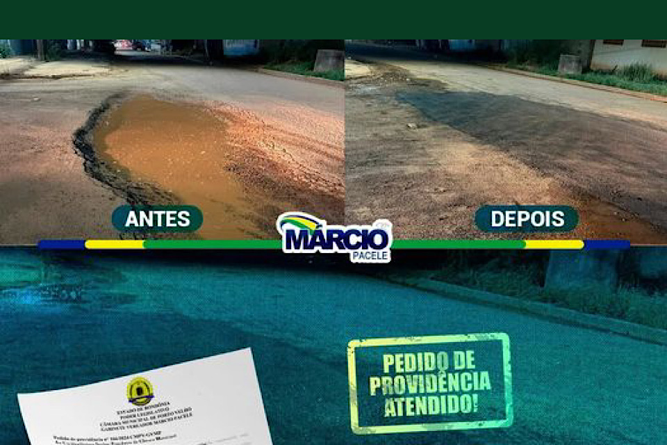 SEMOB atende pedido de providência do vereador Márcio Pacele e conclui serviço de tapa-buraco na rua Monteiro Lobato