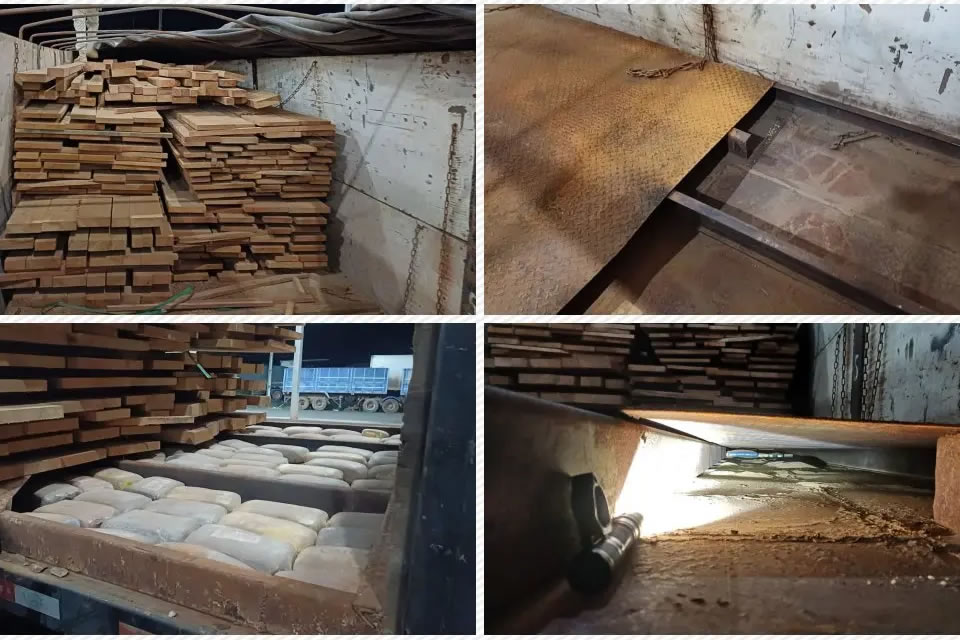 PRF intercepta carregamento de drogas e armas escondido em caminhão em Rondônia