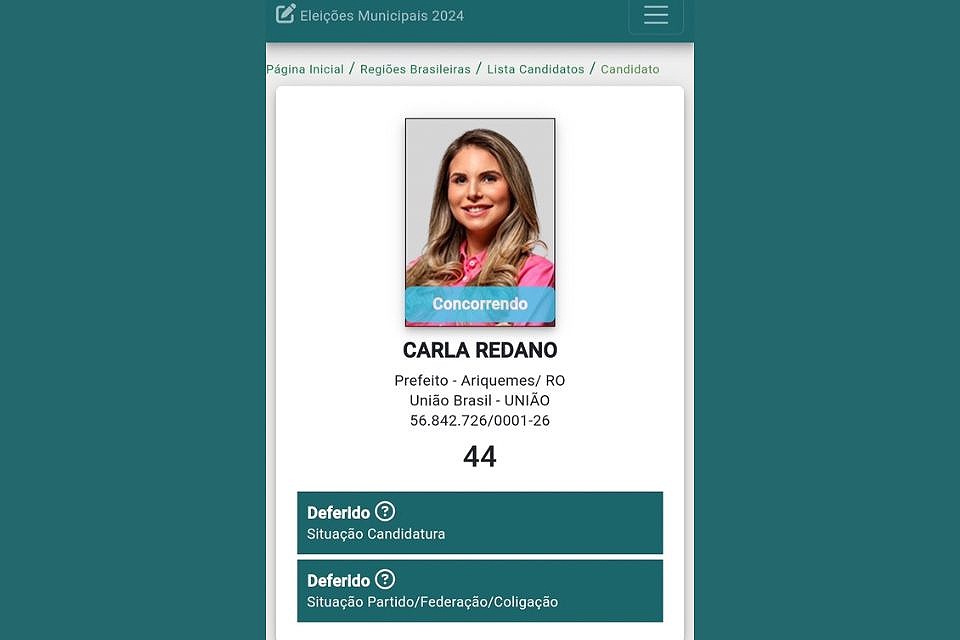 Candidatura de Carla Redano a prefeita de Ariquemes é deferida pela Justiça Eleitoral