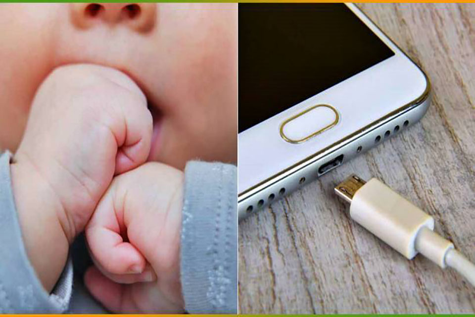 Bebê de 2 anos morre após colocar o carregador do celular na boca  
