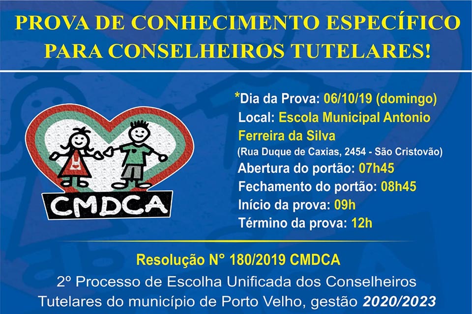 Prova de conhecimento específico para conselheiros será no domingo