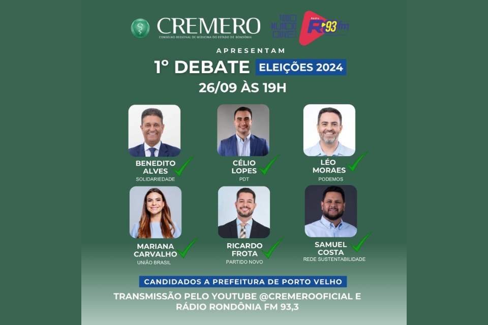 Cremero e Rádio Rondônia FM 93,3 promovem 1º Debate com candidatos a prefeitura de Porto Velho