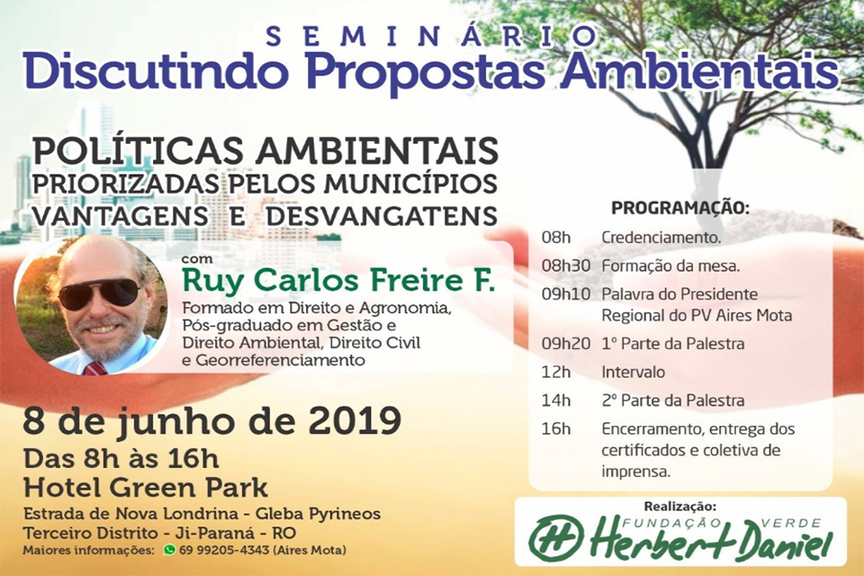 Seminário vai debater sobre vantagens e desvantagens de políticas ambientais adotadas por municípios