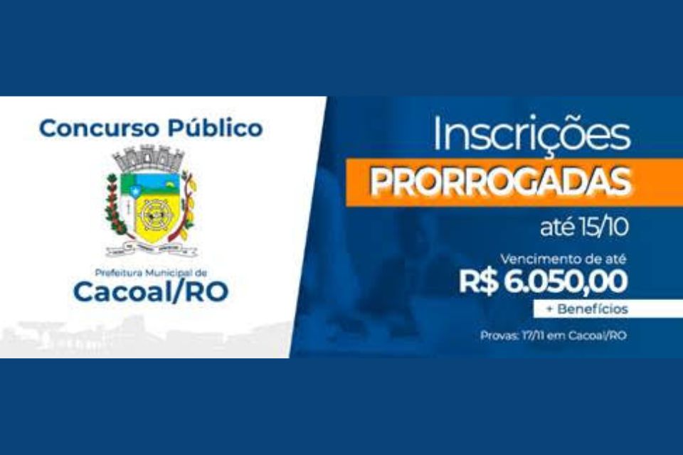 Inscrições para concurso público são prorrogadas