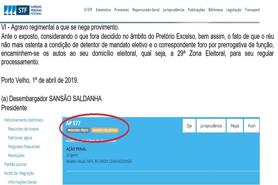 Ação Penal que tramitava desde 1998 no STF contra ex-parlamentar rondoniense será julgado pelo TRE-RO