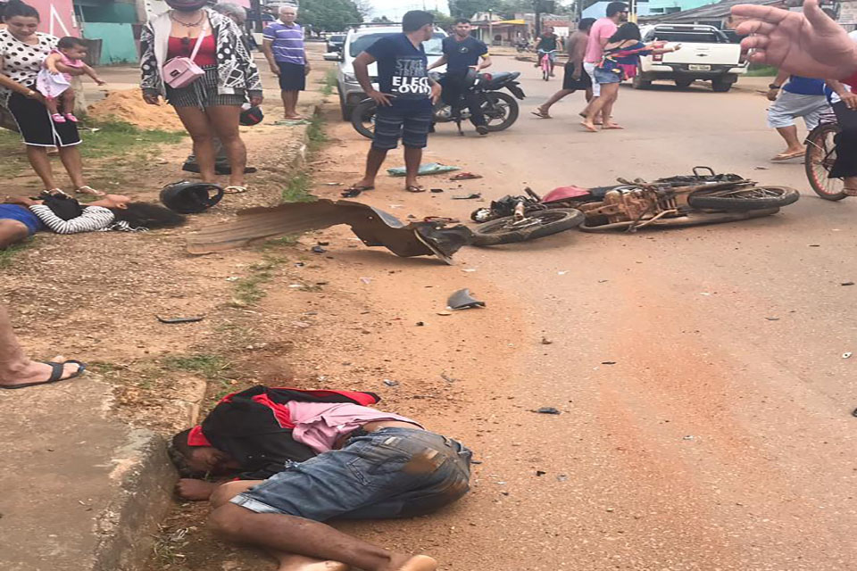 VÍDEO: Bandidos assaltam loja e na fuga de moto são perseguidos e atropelados por empresário na zona Leste de Porto Velho