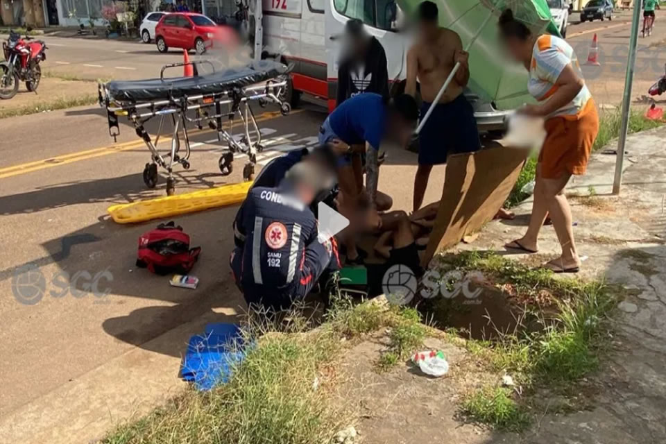Motociclista sofre fratura exposta no pé após colisão com carro no bairro Liberdade em Porto Velho