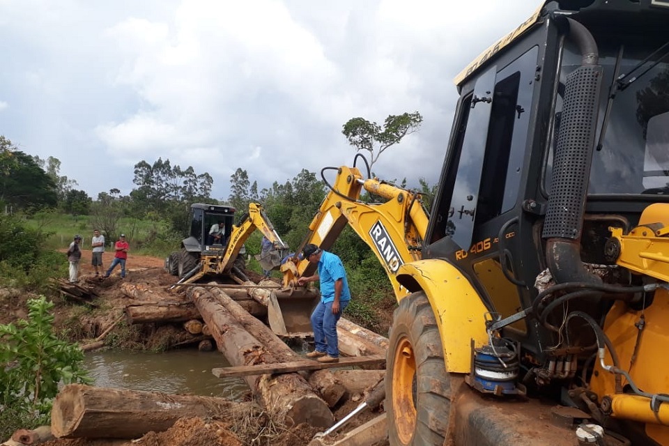 Ponte na Linha 130 é finalizada a 15 km do Centro: Prefeitura de Vilhena já fez 55 pontes em 1,5 ano