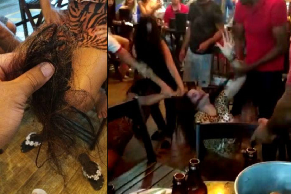 Em Vilhena, mulher flagra transa do namorado com outra e as duas “caem na porrada” em público.