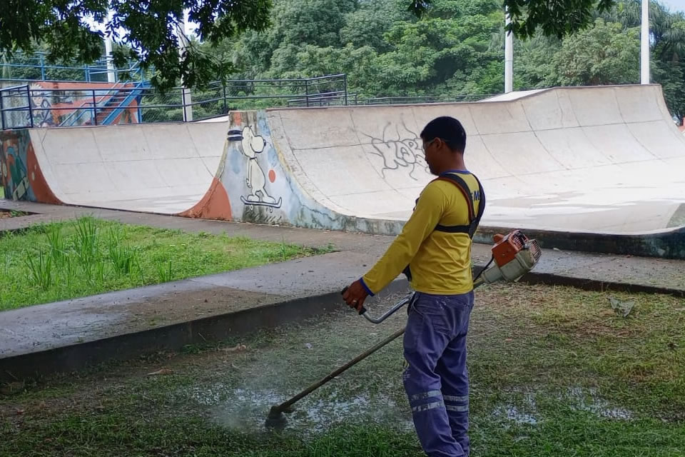 Prefeitura de Porto Velho realiza limpeza e melhorias no Skate Parque