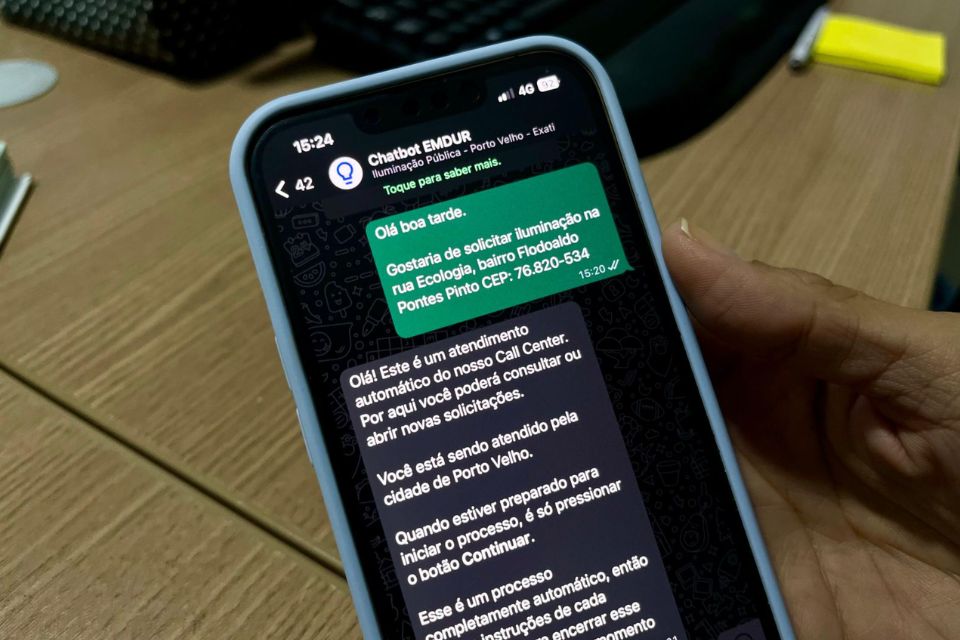 Em 12 Dias, Prefeitura de Porto Velho recebeu mais de 390 solicitações de iluminação pública via WhatsApp