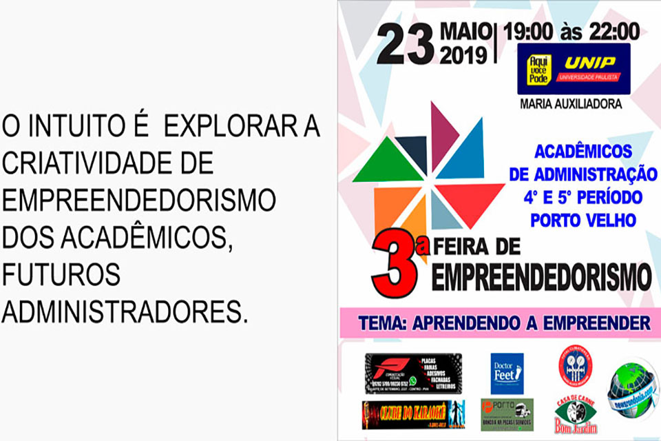 Feira de Empreendedorismo da UNIP acontece no próximo dia 23 em Porto Velho