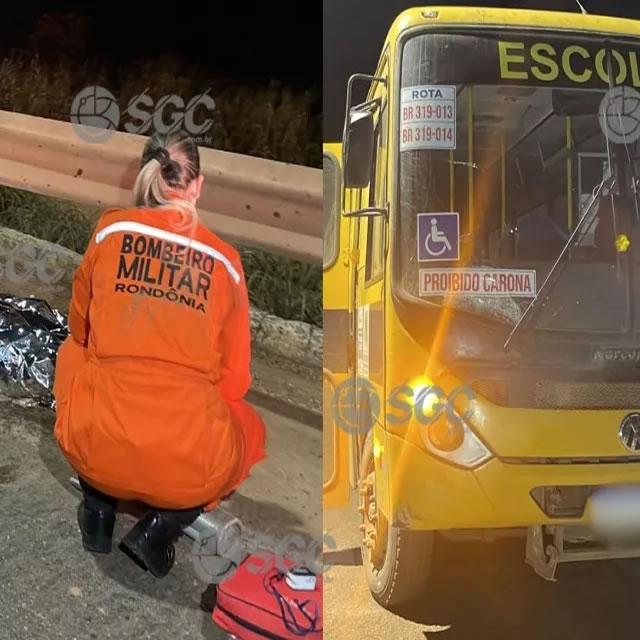 Homem morre após ser atropelado por ônibus escolar na ponte sob o rio Madeira