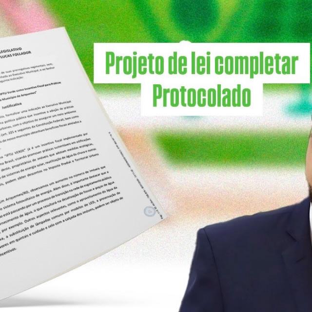 Vereador Lucas Follador propõe projeto de lei para criar o IPTU Verde em Ariquemes