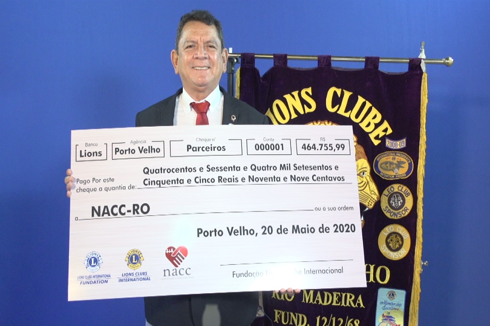 NACC recebe doação de mais R$ 464mil do Lions Clube para a equipar a nova sede em Porto Velho